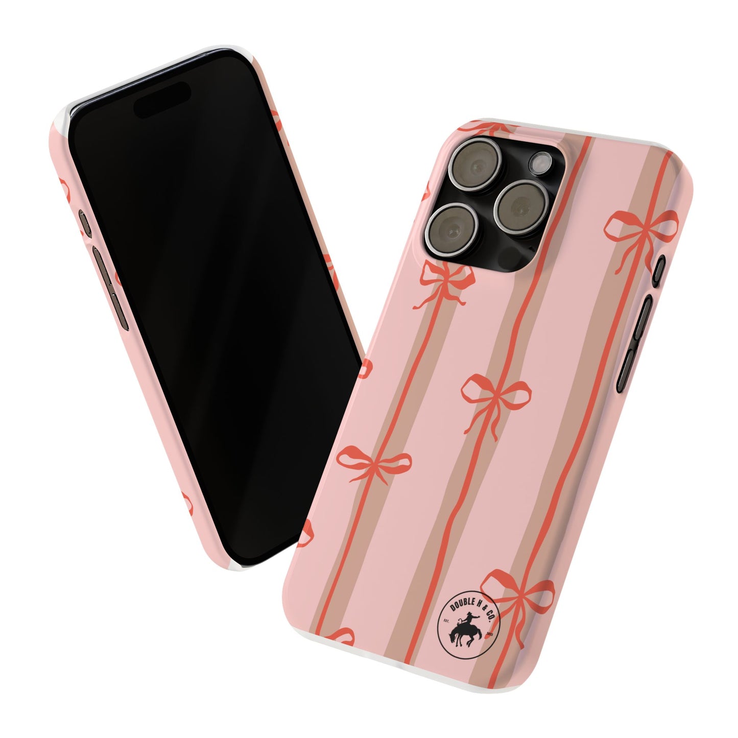 Slim Phone Case — Pink Ribbon Bow Stripes Slim Protective Cover