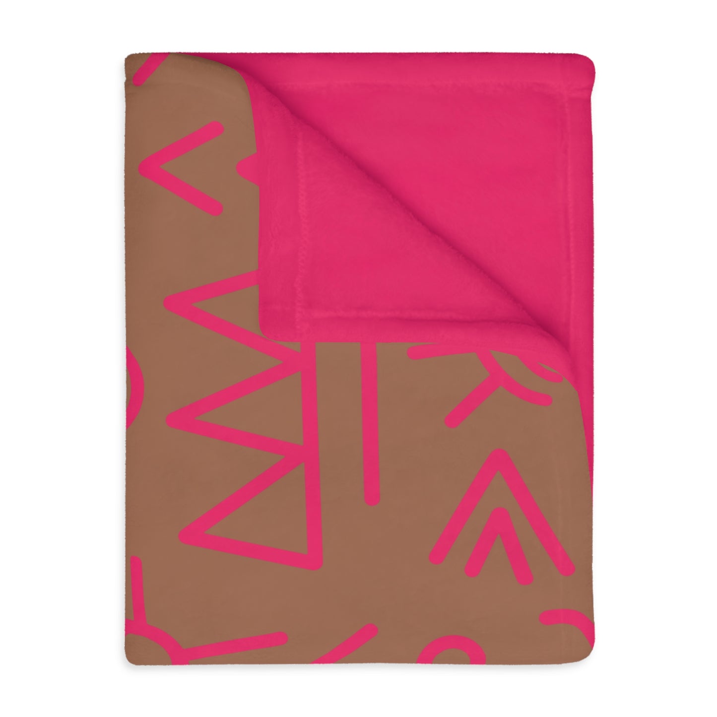 Pink Brand Pattern Velveteen Blanket — Reversible Microfiber Throw