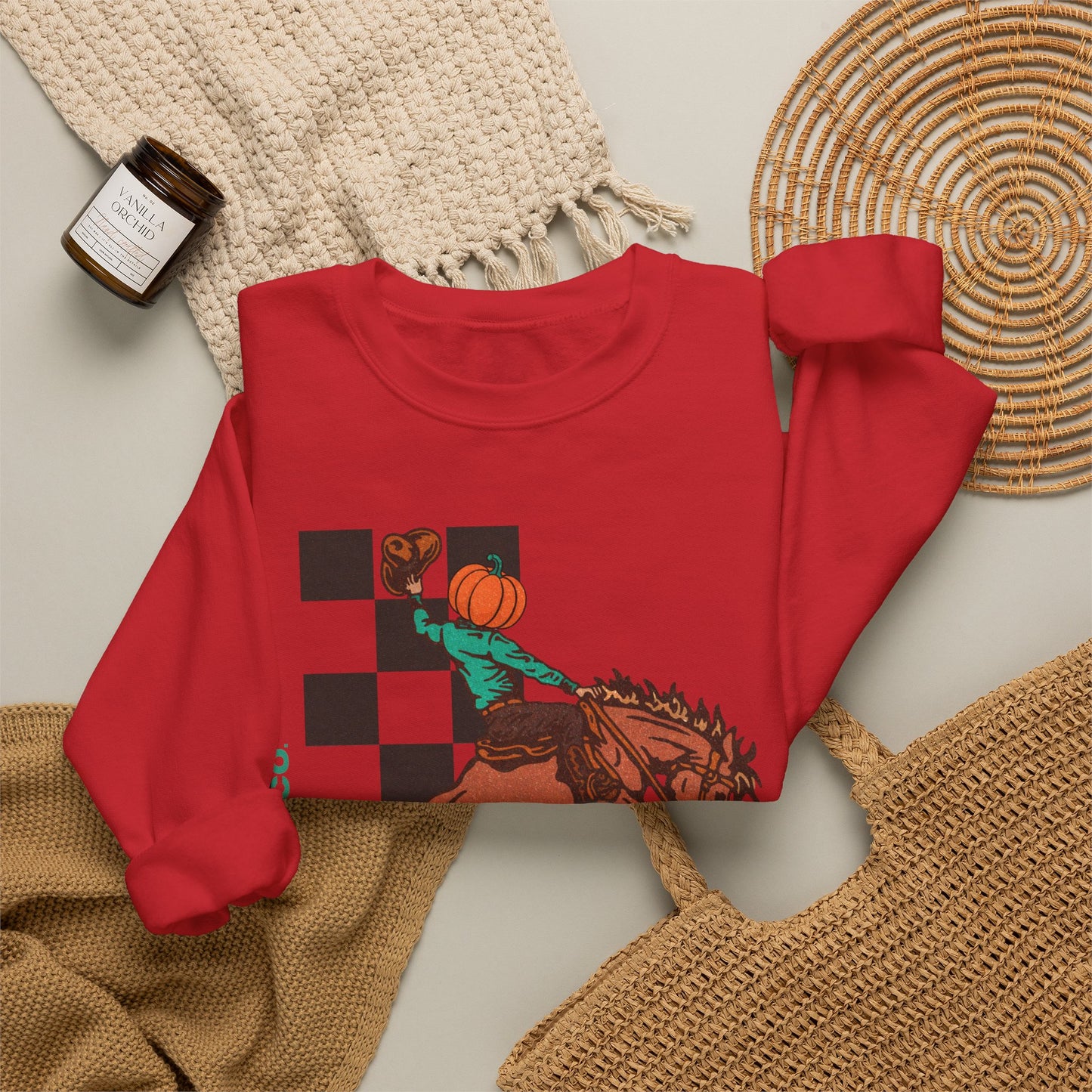 Pumpkin Bucking Horse Crewneck