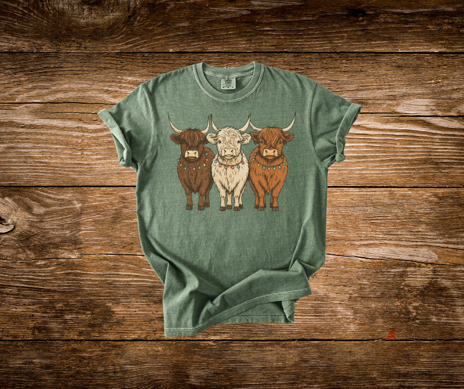 Highland Christmas Cows Tee