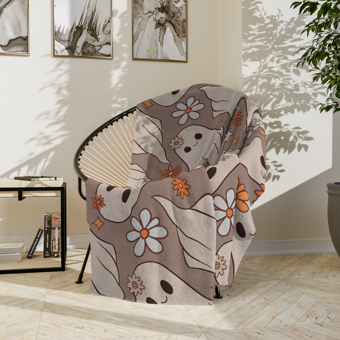 Flowers & Ghosts Throw Blanket
