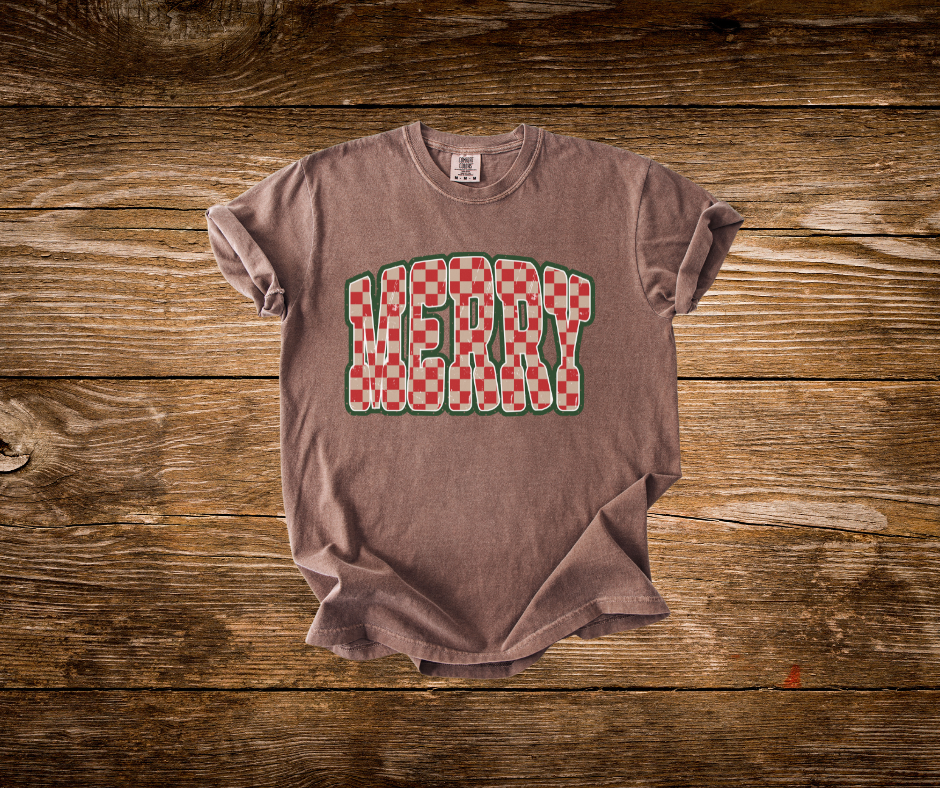 Red Checkered Merry Tee