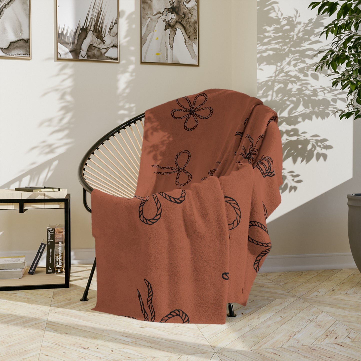 Rope Flowers & Bows Throw Blanket