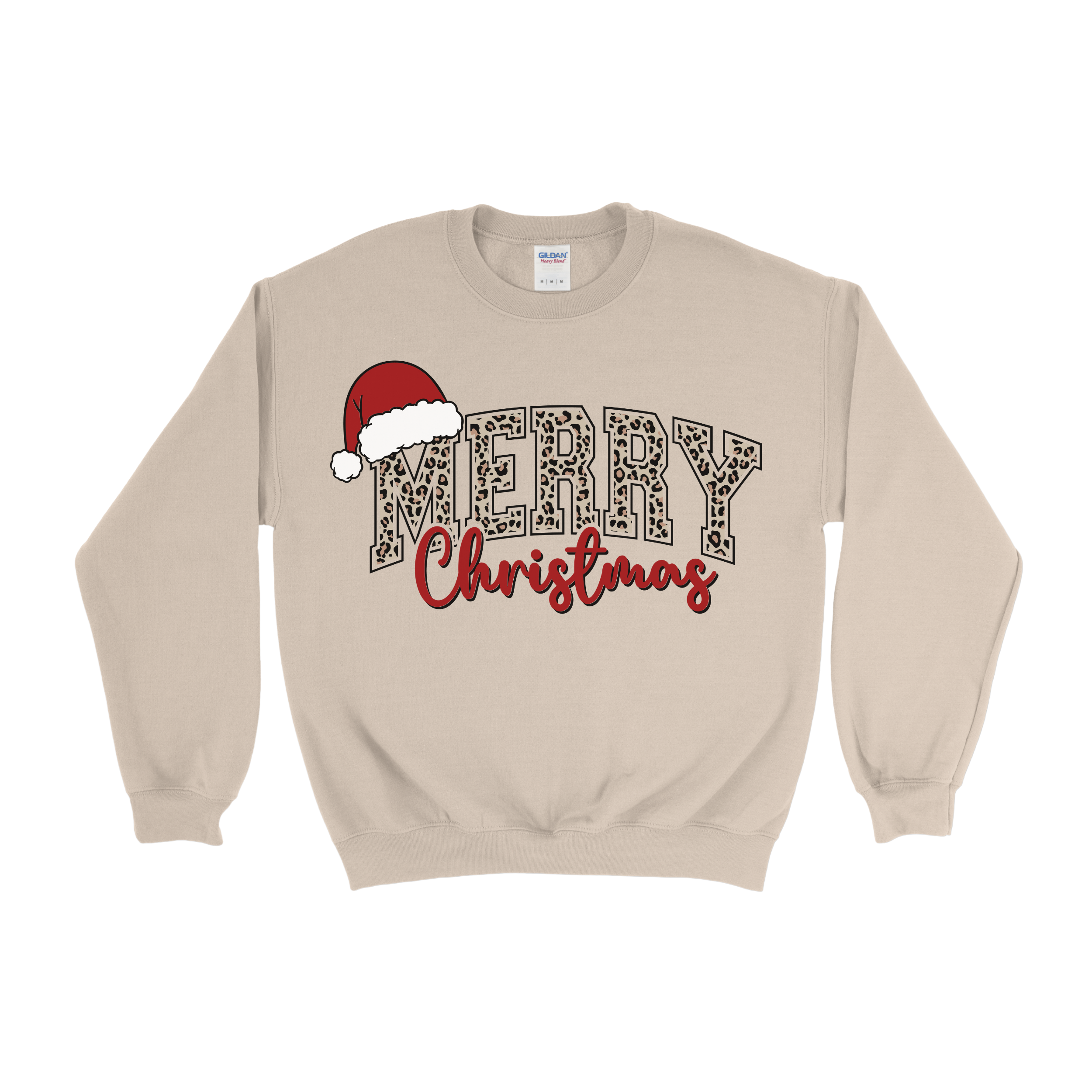 Cheetah Merry Christmas Santa Hat Crewneck