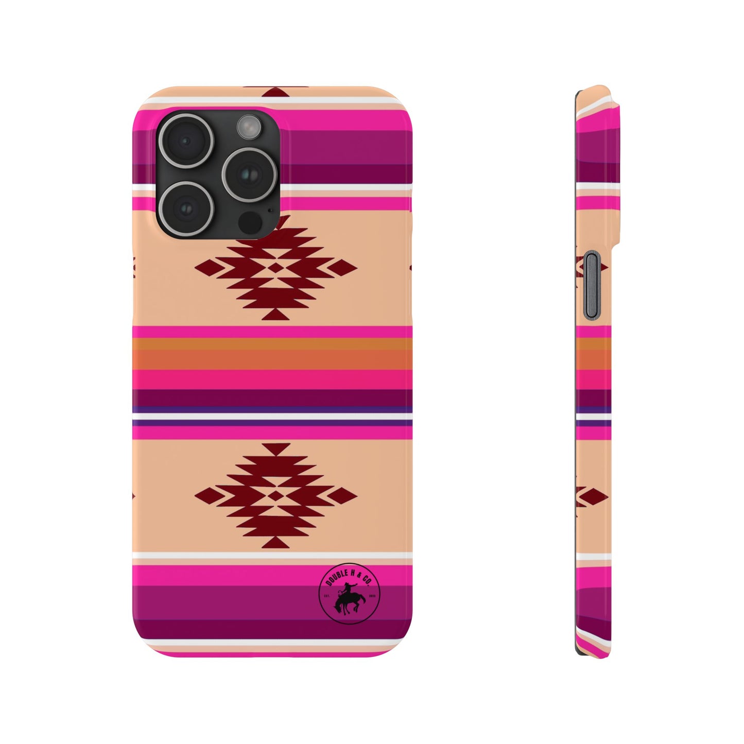 Southwestern Pink Aztec Slim Phone Case — Tribal Stripe Protective Cover
