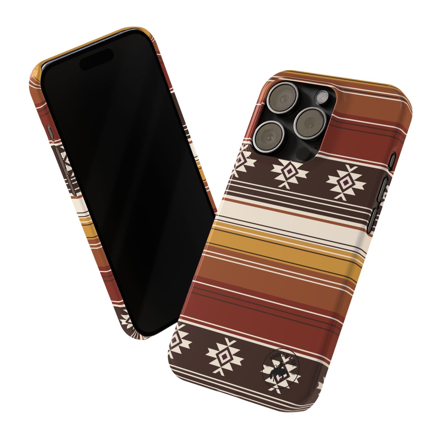 Southwest Stripe Slim Phone Case – Boho Tribal Pattern in Rust & Mustard