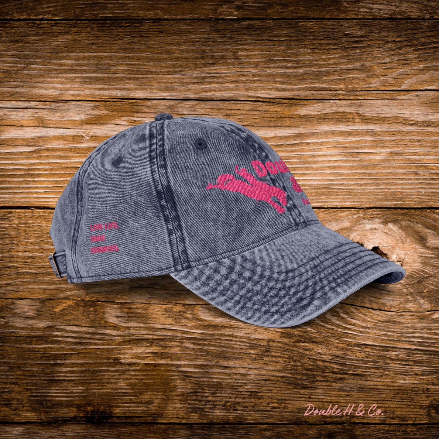 Vintage Embroidered Baseball Cap – Pink Logo