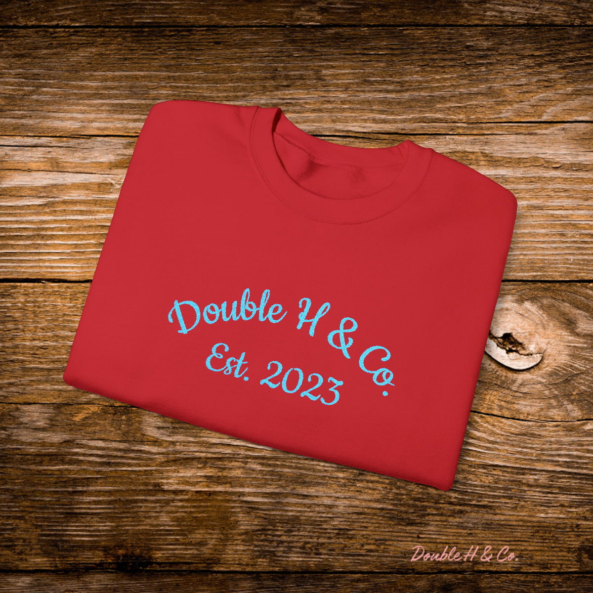 Double H & Co. Embroidered Crewneck - Turquoise