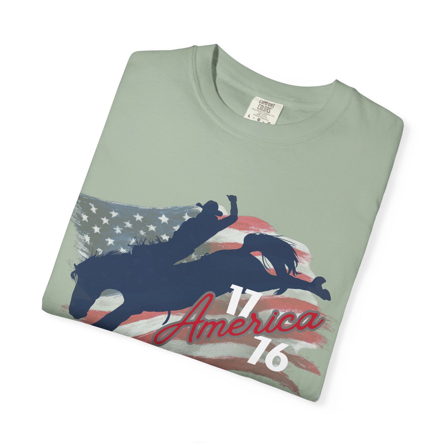 American Flag Bucking Horse Graphic Tee