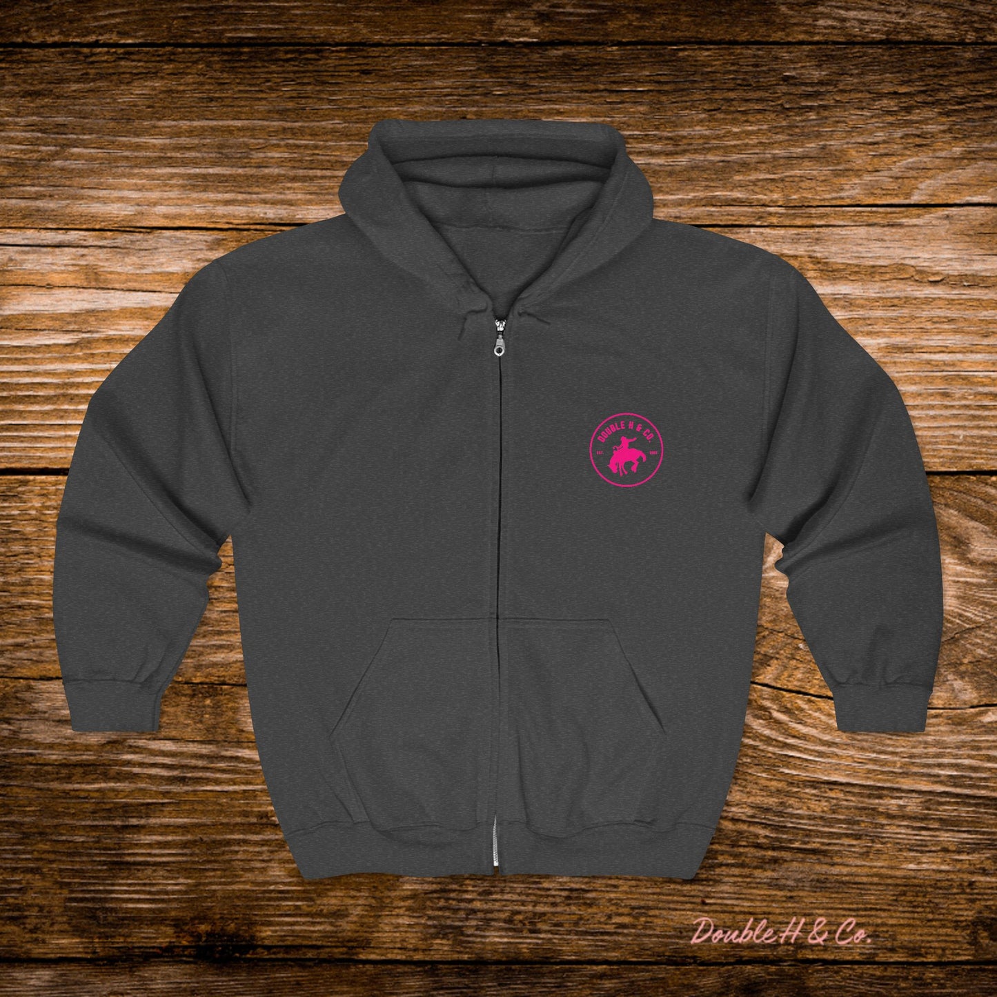 Hot Pink Logo Zip-Up Hoodie