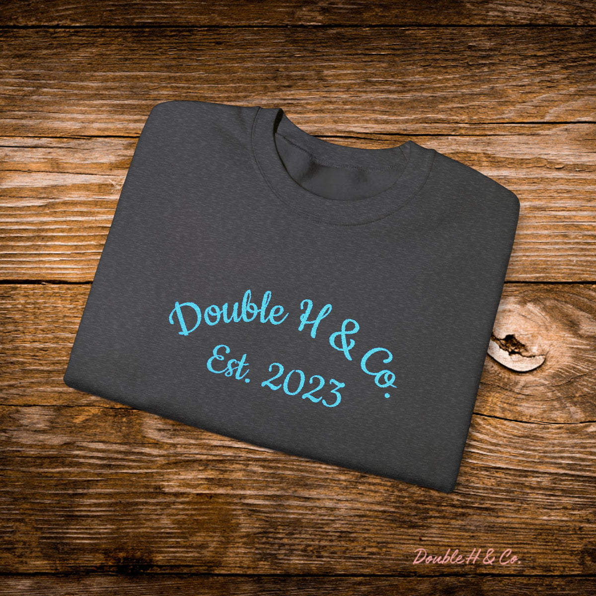 Double H & Co. Embroidered Crewneck - Turquoise