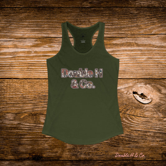 Military Green & Flowers Razorback Tank