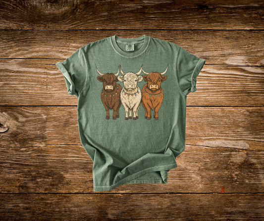 Highland Christmas Cows Tee