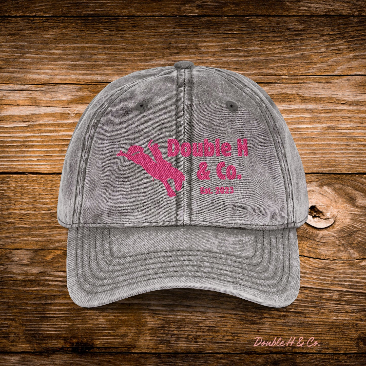 Vintage Embroidered Baseball Cap – Pink Logo