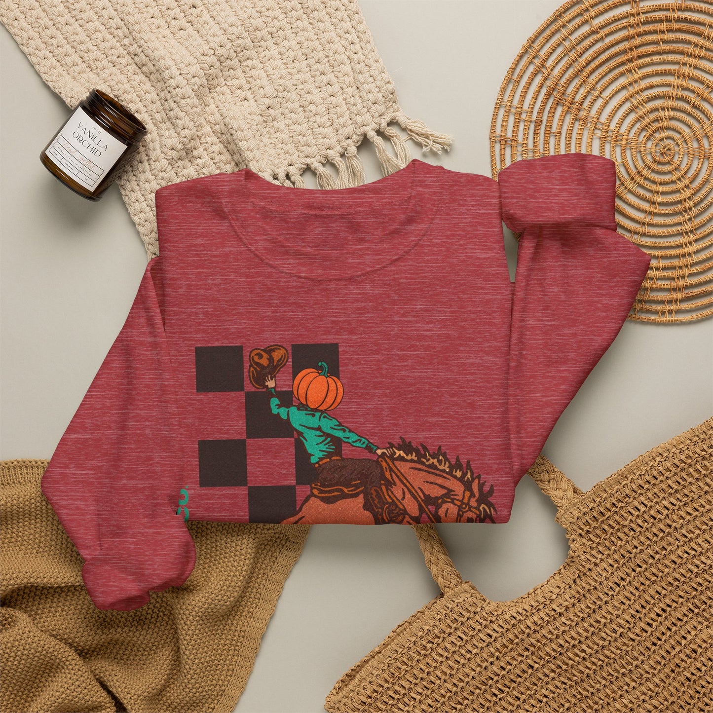Pumpkin Bucking Horse Crewneck