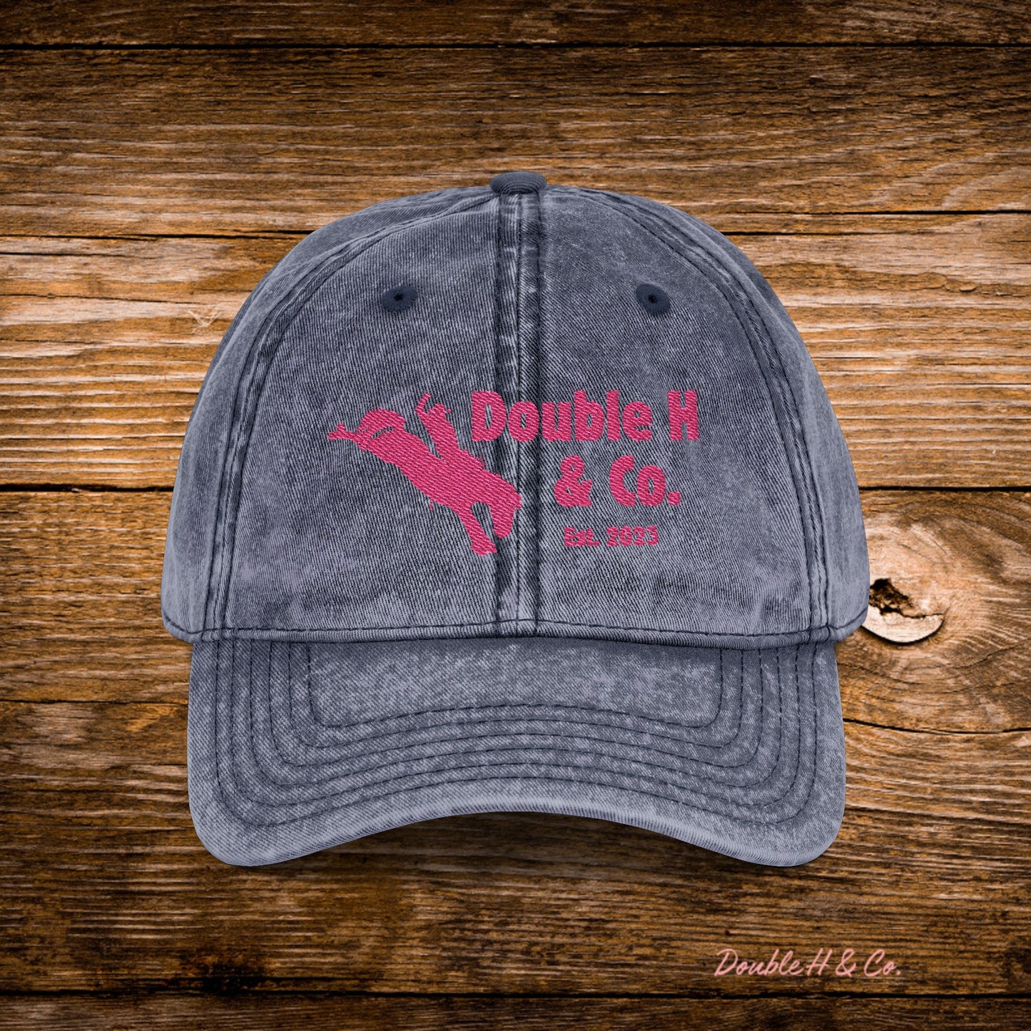Vintage Embroidered Baseball Cap – Pink Logo