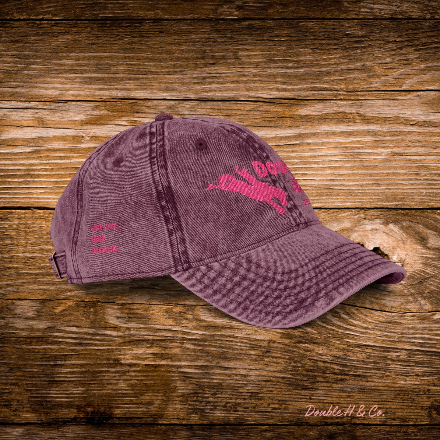 Vintage Embroidered Baseball Cap – Pink Logo