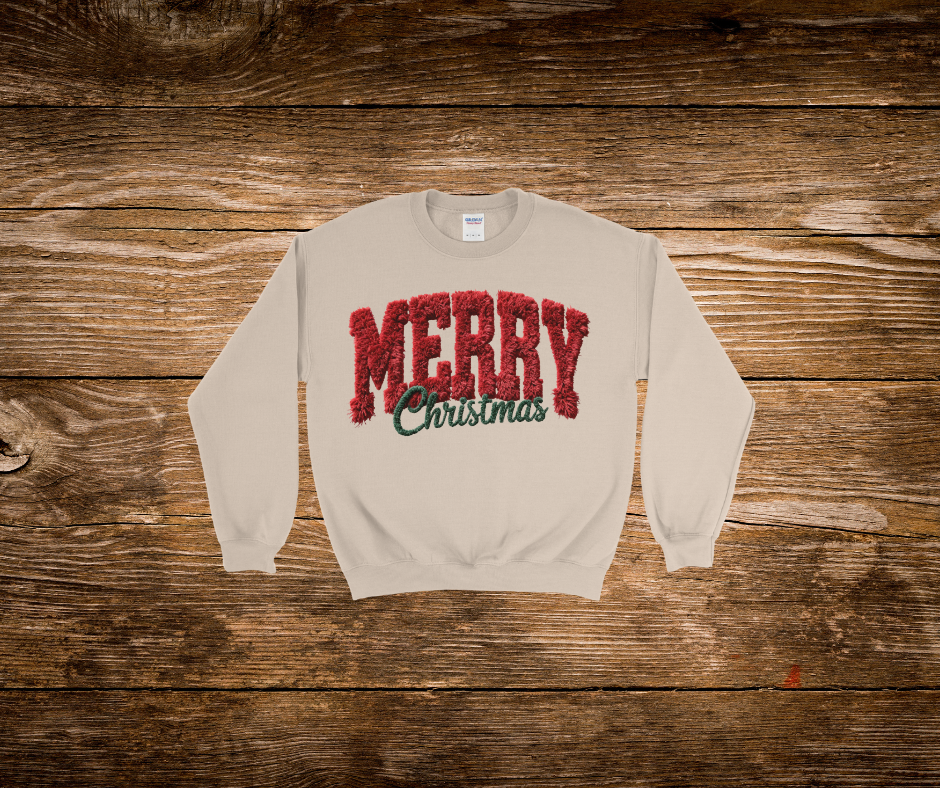 Faux Yarn Merry Christmas Crewneck
