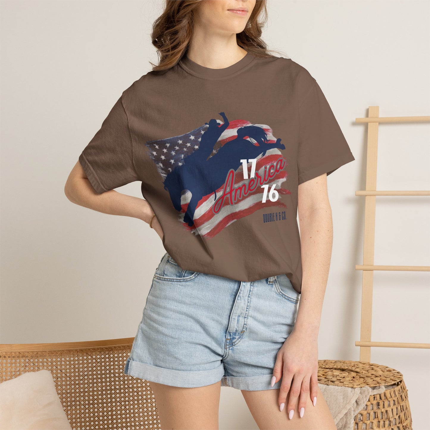 American Flag Bucking Horse Graphic Tee