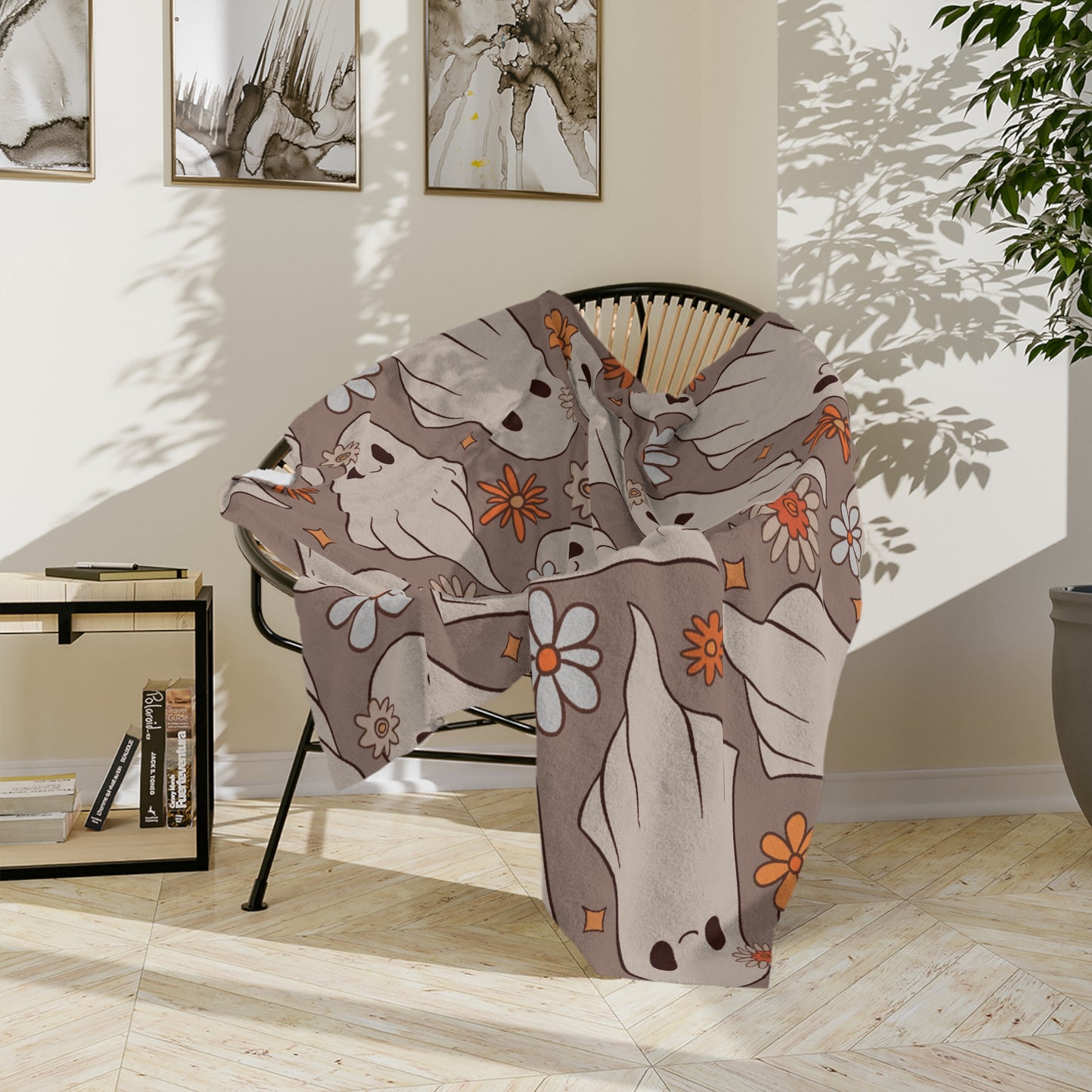 Flowers & Ghosts Throw Blanket