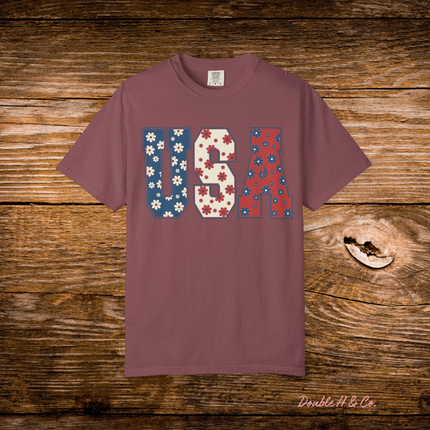 USA Floral Graphic Tee