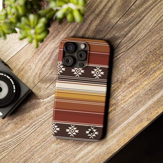 Southwest Stripe Slim Phone Case – Boho Tribal Pattern in Rust & Mustard