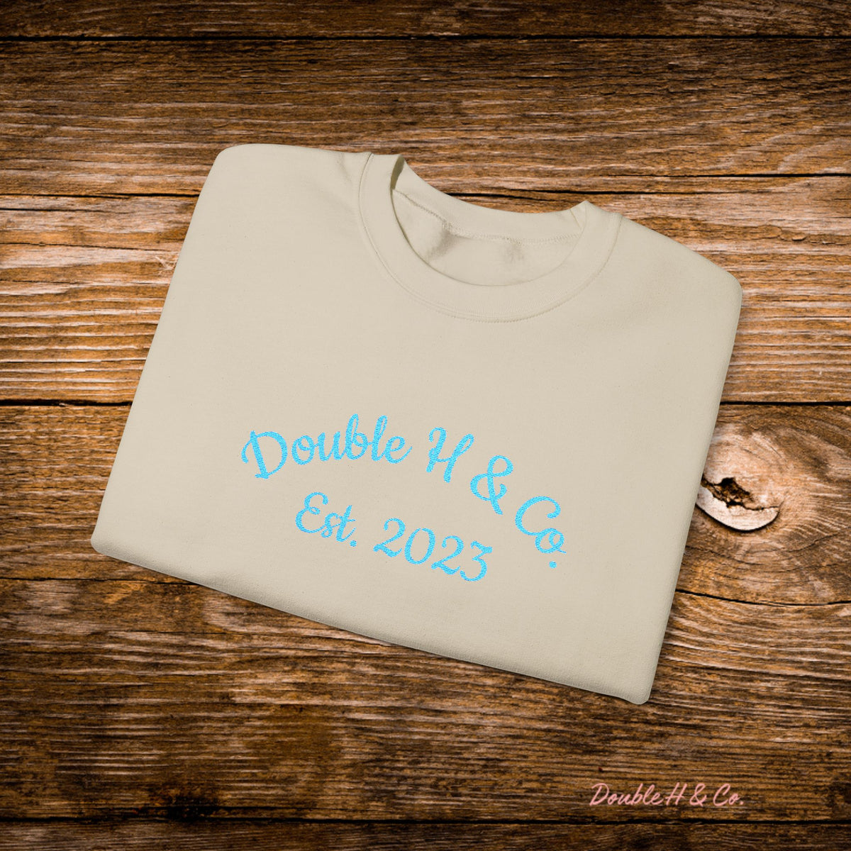 Double H & Co. Embroidered Crewneck - Turquoise
