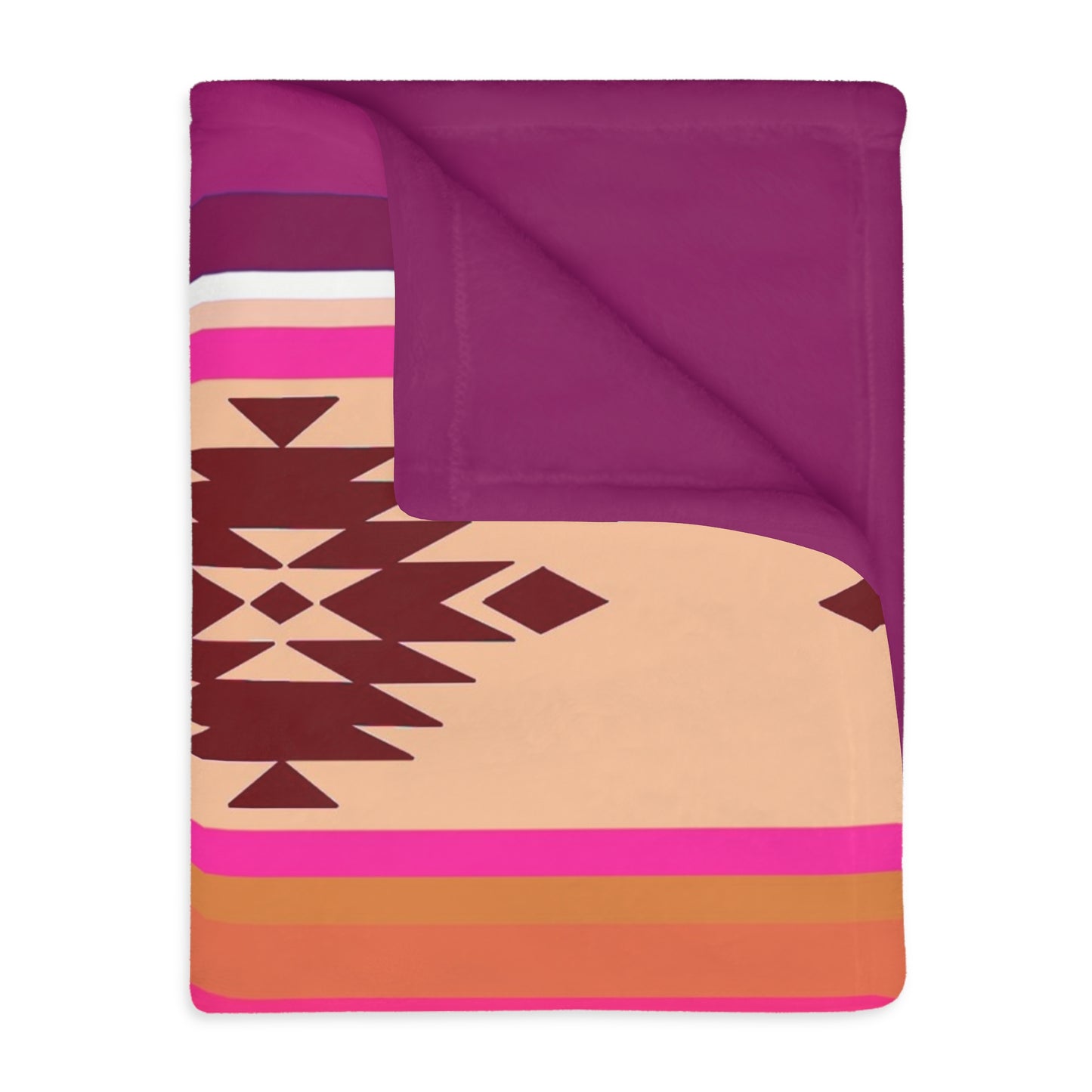 Southwestern Stripe Velveteen Blanket – Pink Aztec Microfiber Throw