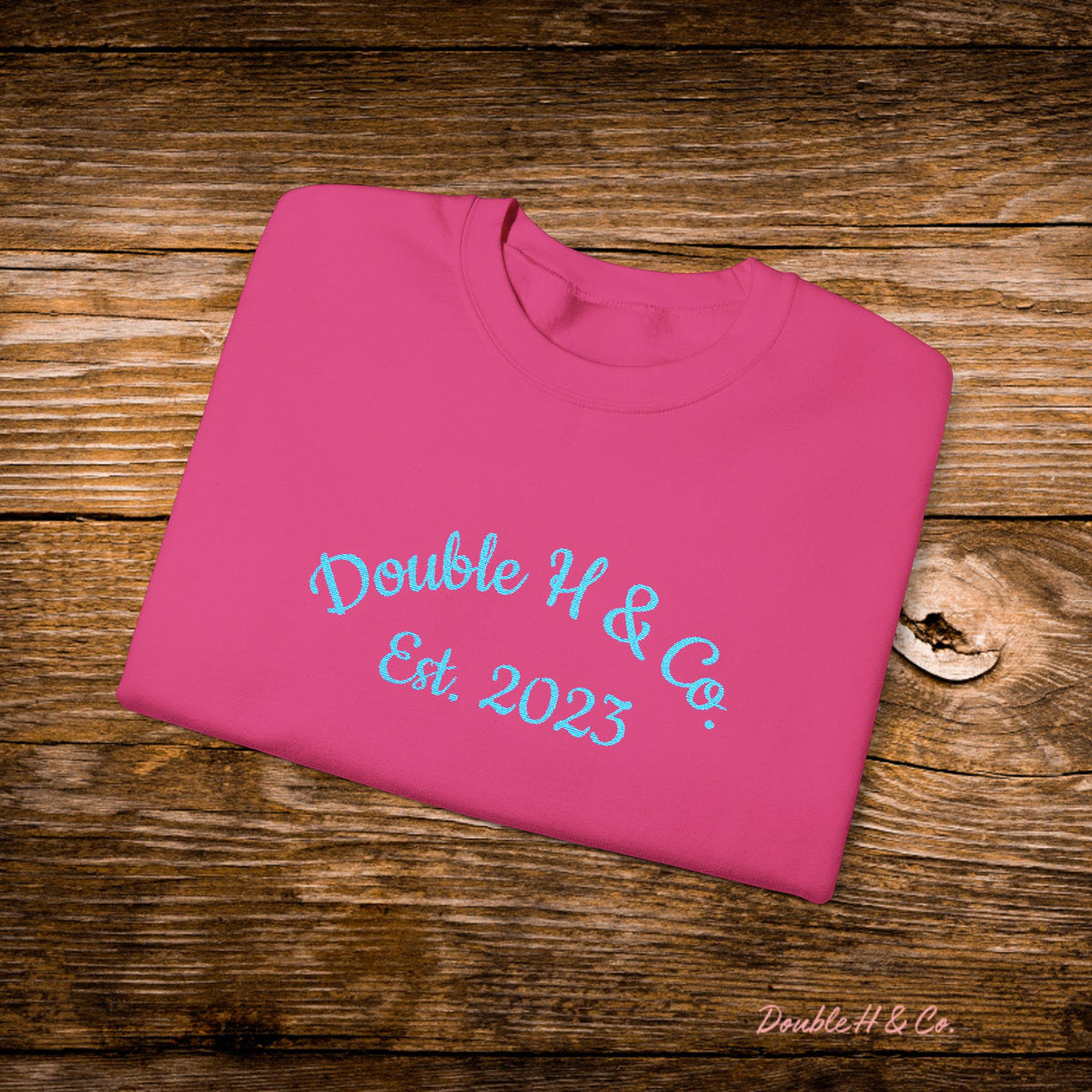 Double H & Co. Embroidered Crewneck - Turquoise