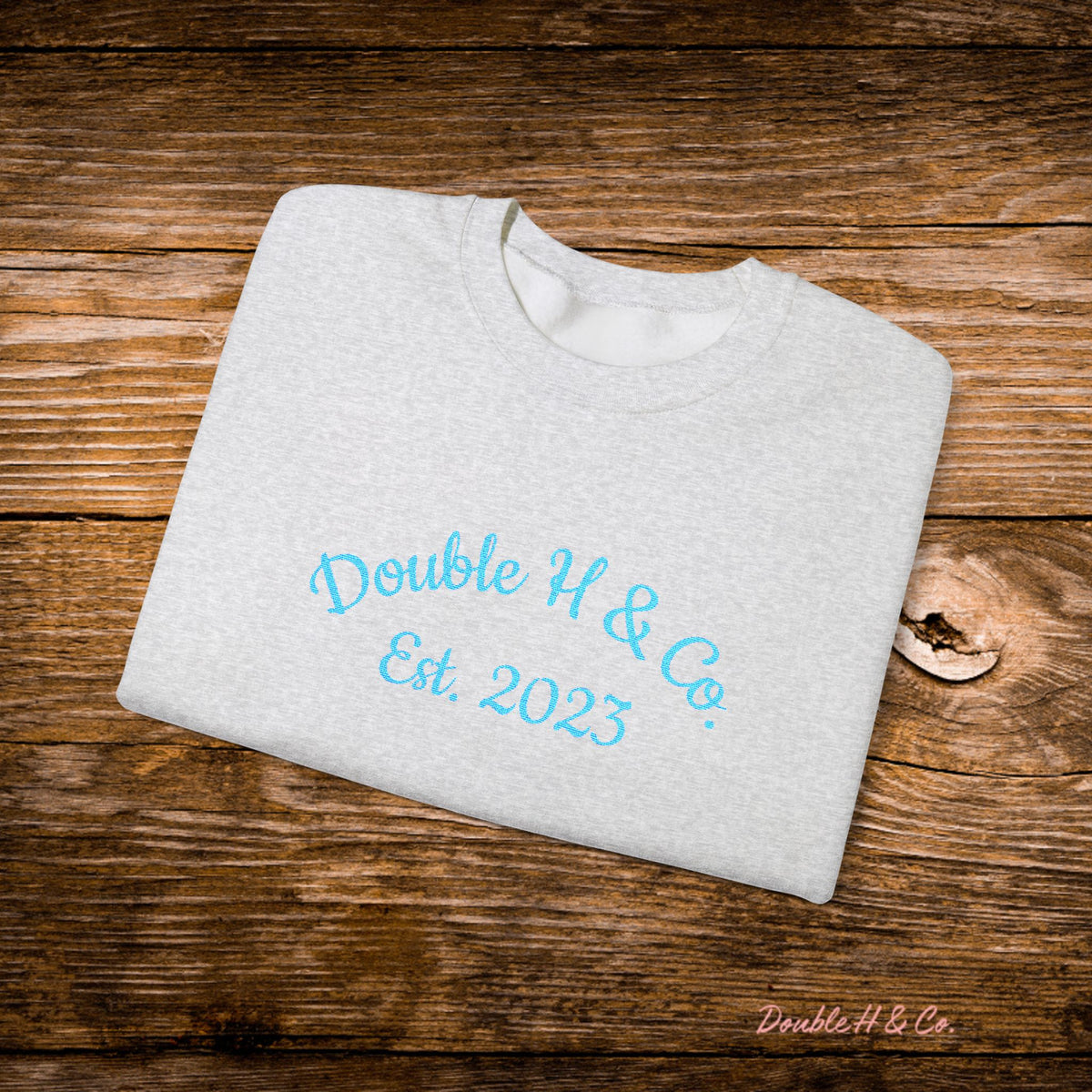 Double H & Co. Embroidered Crewneck - Turquoise