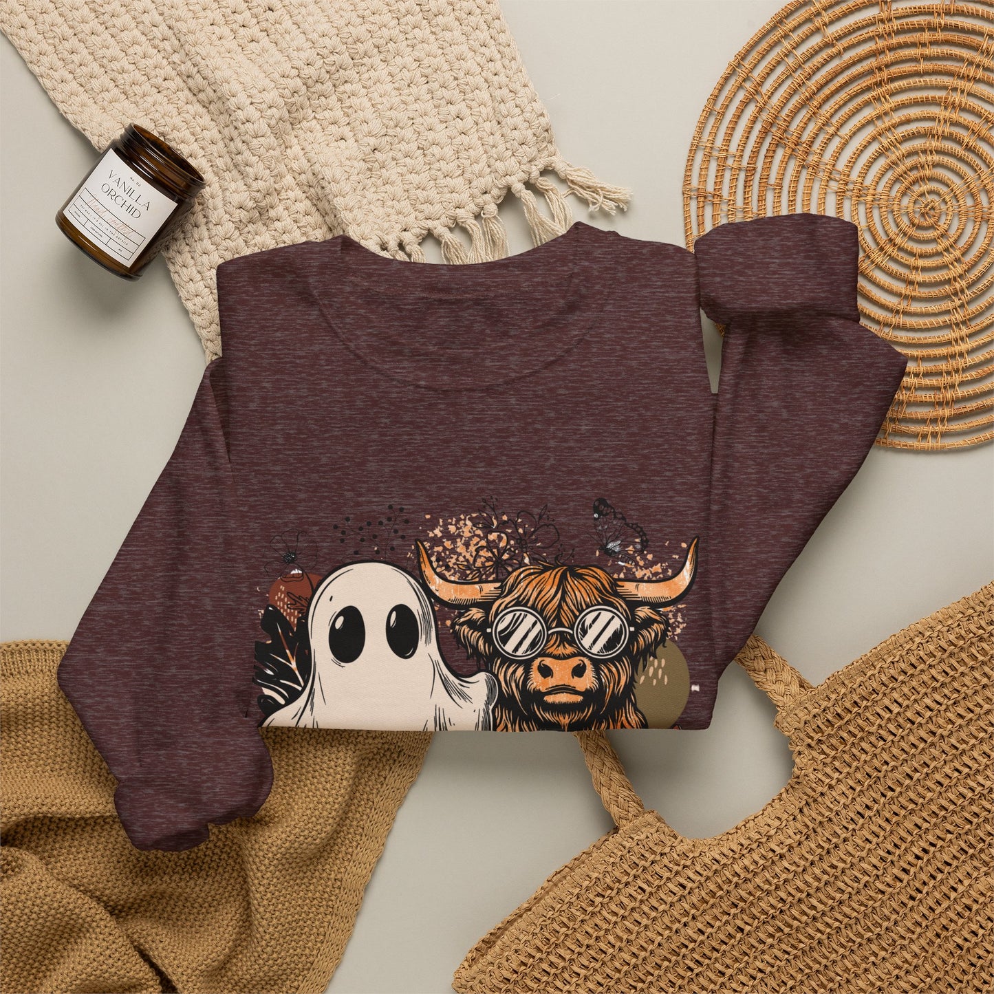 Floral Cow & Ghost Crewneck