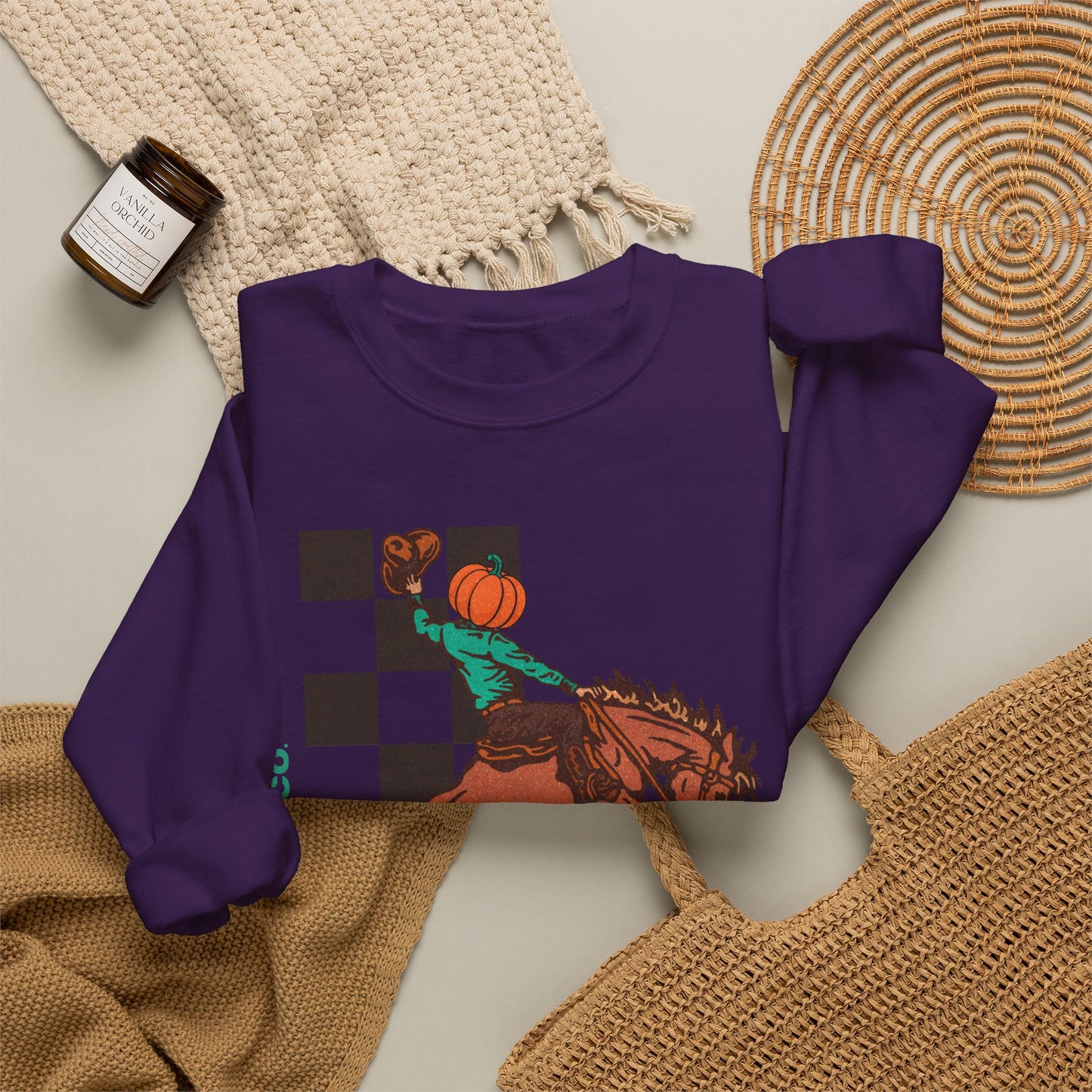Pumpkin Bucking Horse Crewneck