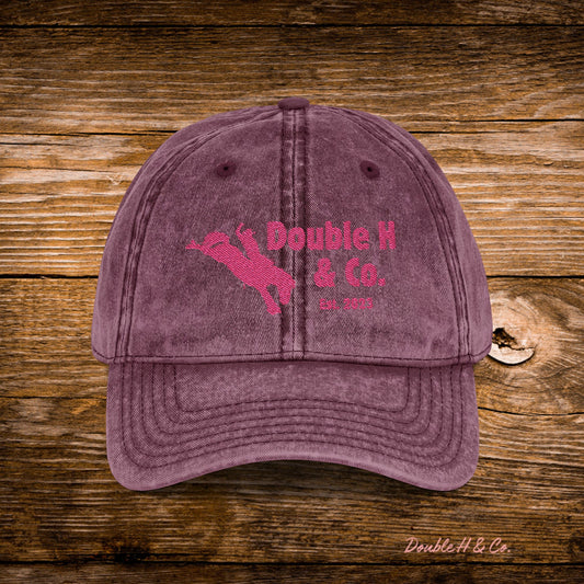 Vintage Embroidered Baseball Cap – Pink Logo