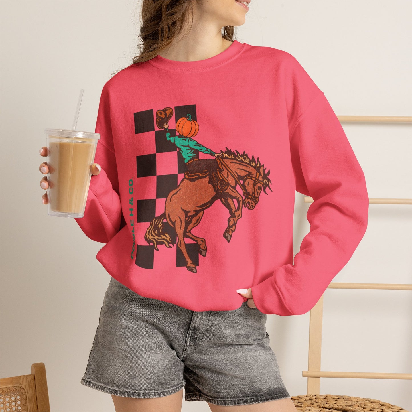 Pumpkin Bucking Horse Crewneck