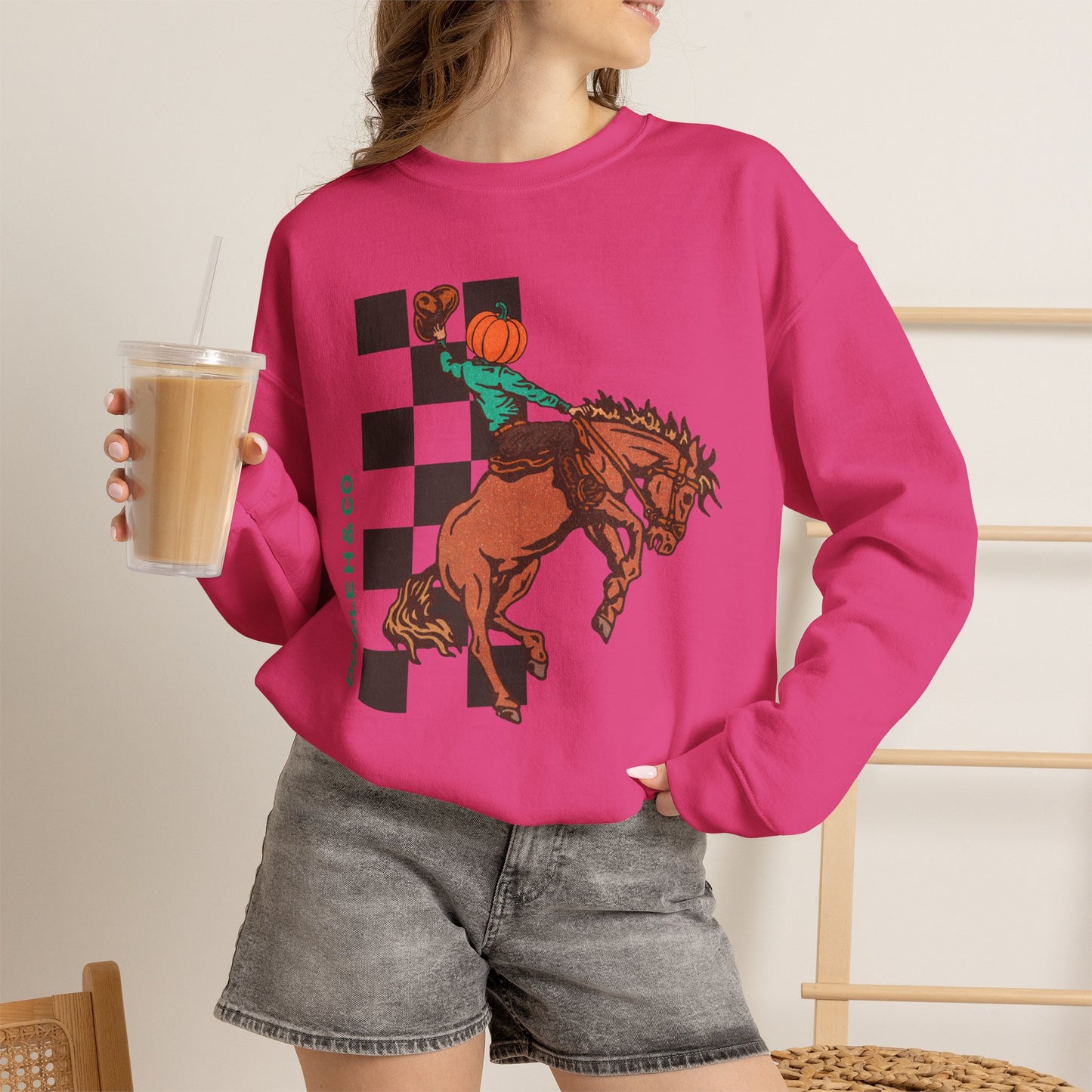 Pumpkin Bucking Horse Crewneck