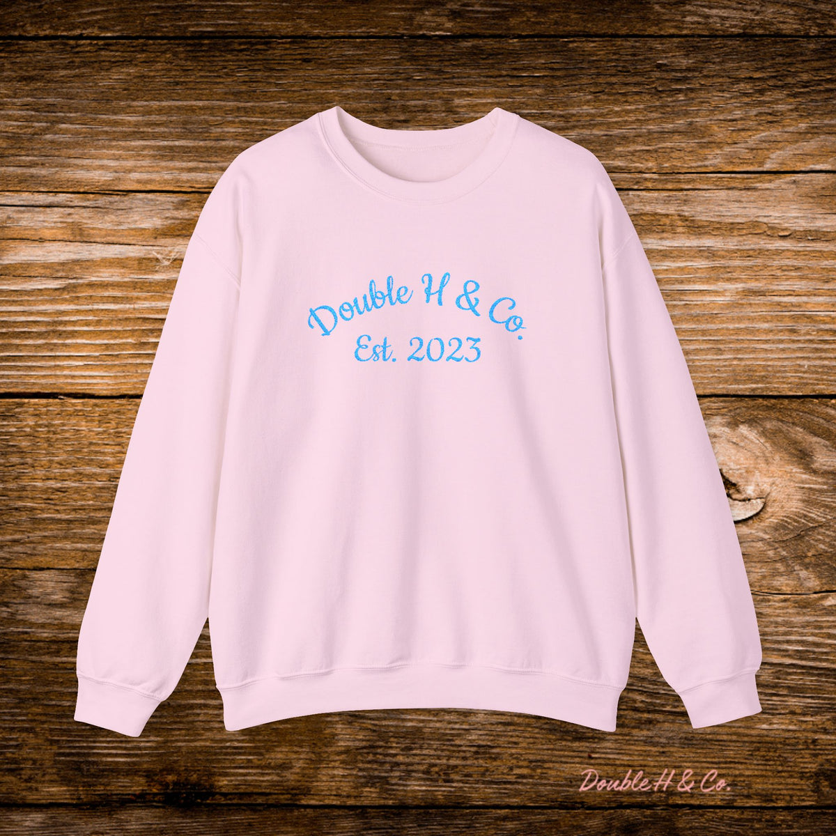 Double H & Co. Embroidered Crewneck - Turquoise