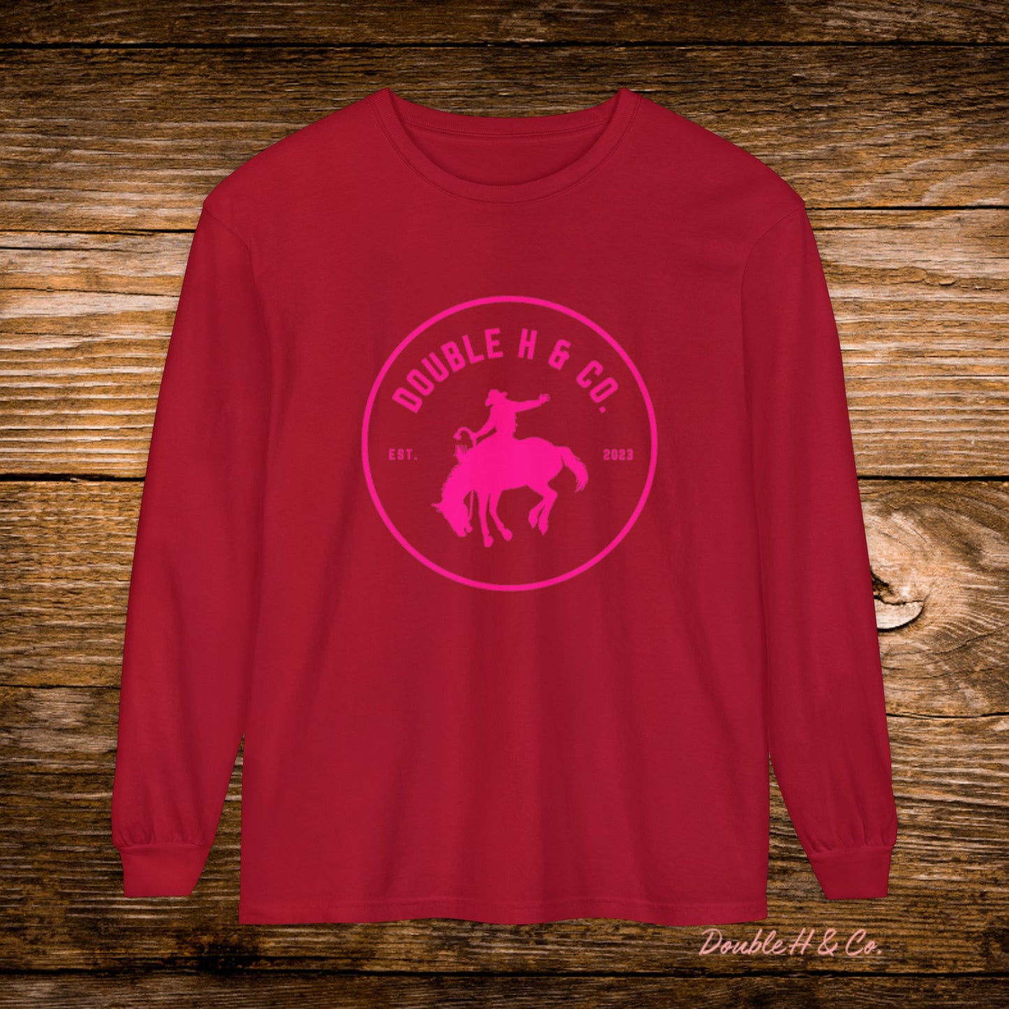 Hot Pink Logo Long Sleeve Tee