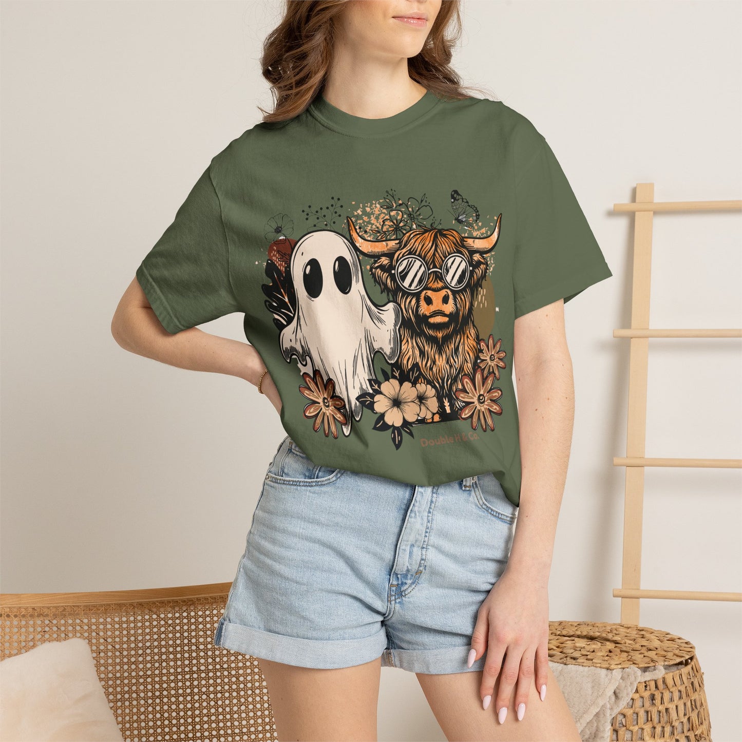 Floral Cow & Ghost Tee