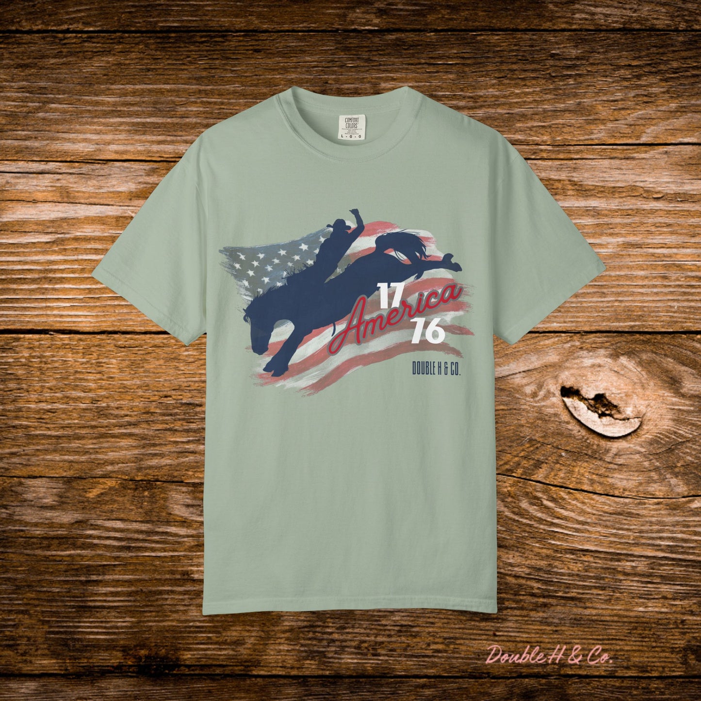 American Flag Bucking Horse Graphic Tee