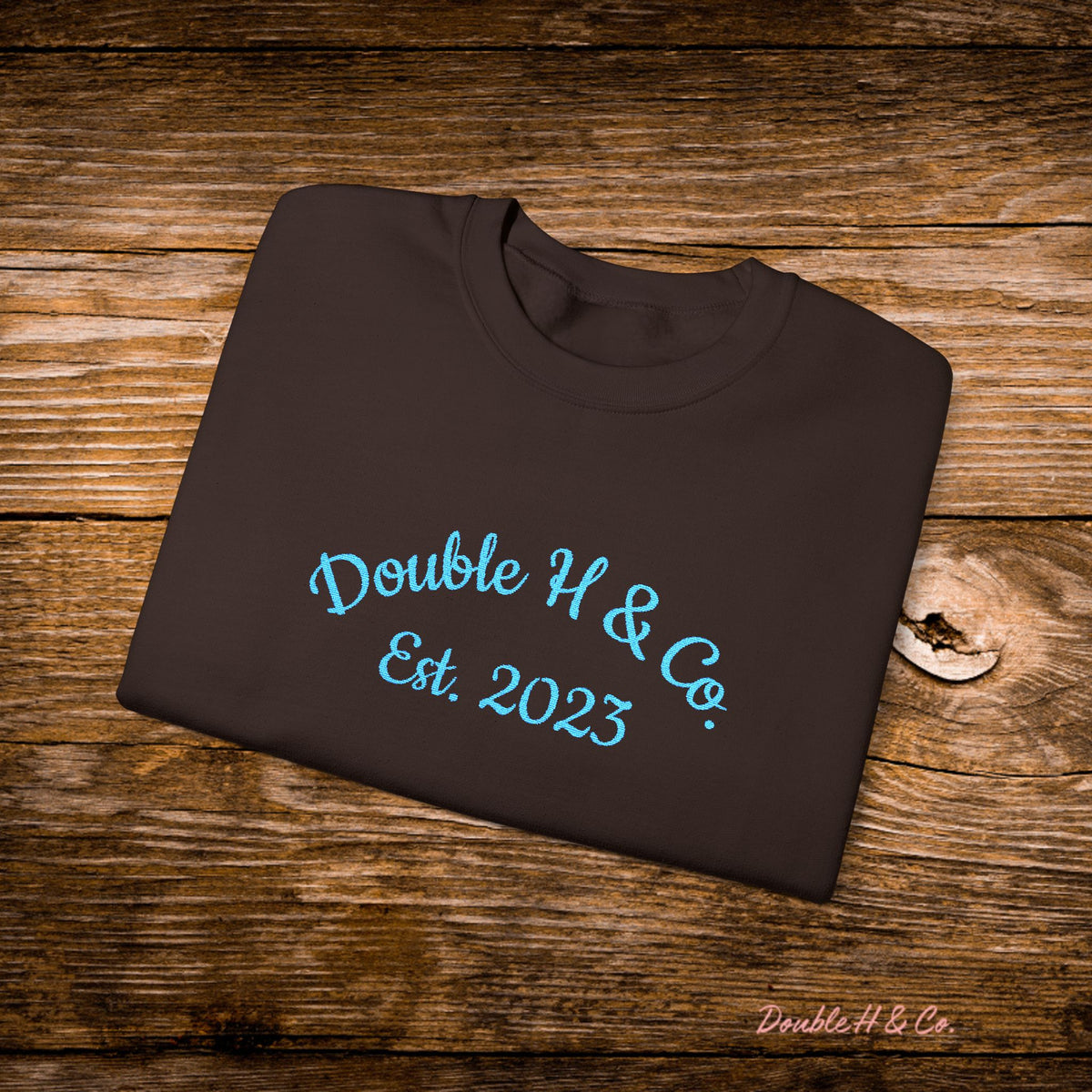 Double H & Co. Embroidered Crewneck - Turquoise