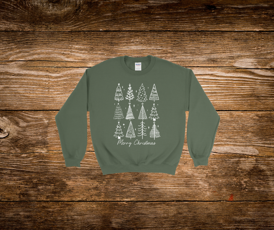 Simple White Christmas Tree Crewneck