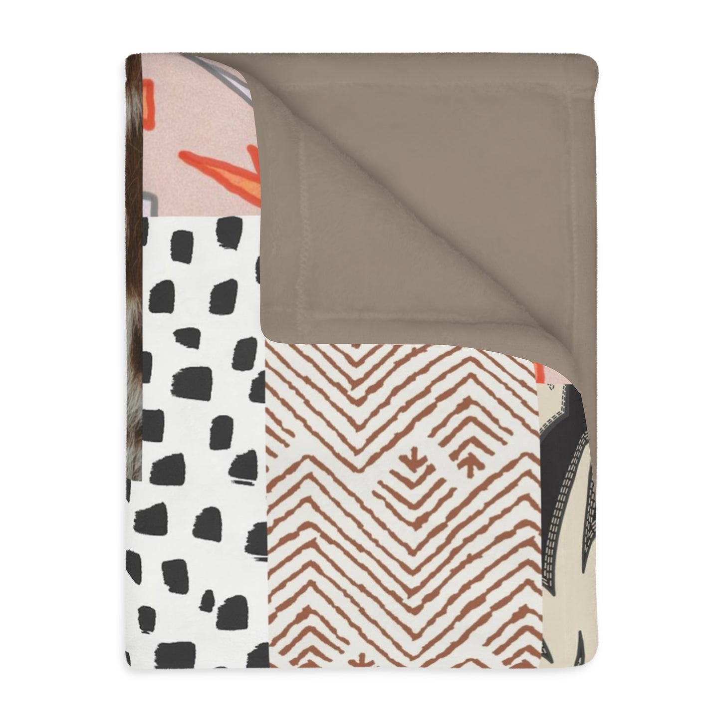 Patchwork Boho Throw Blanket — Reversible Velveteen Microfiber