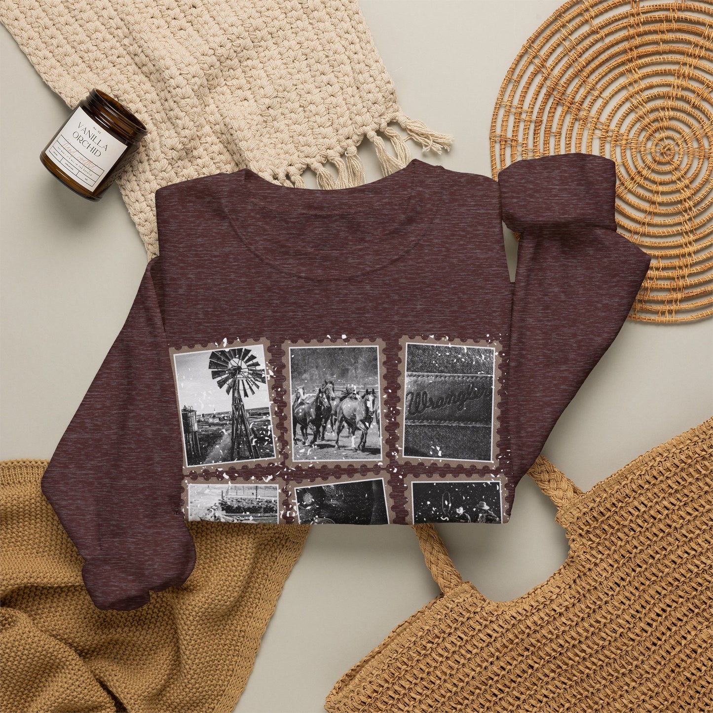Rustic Postage Stamp Crewneck