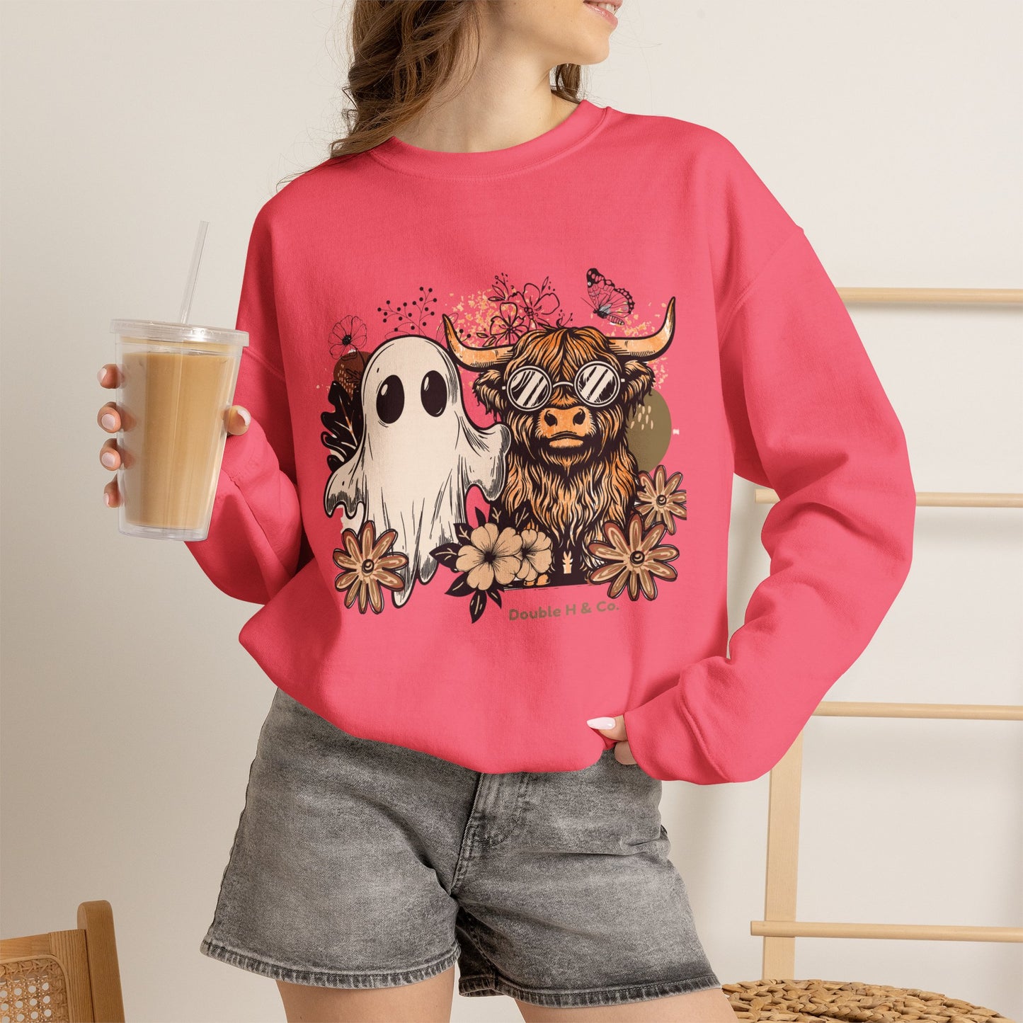 Floral Cow & Ghost Crewneck