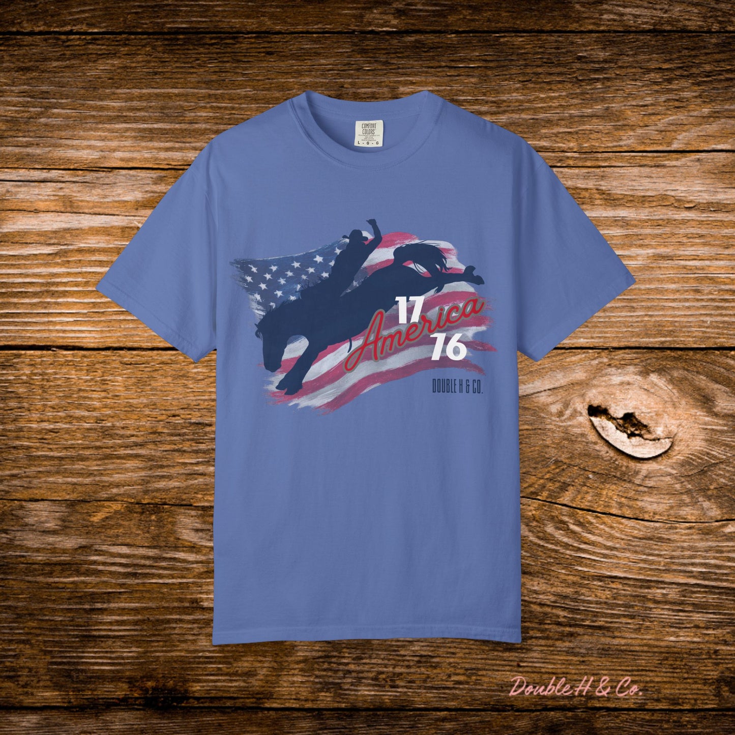 American Flag Bucking Horse Graphic Tee