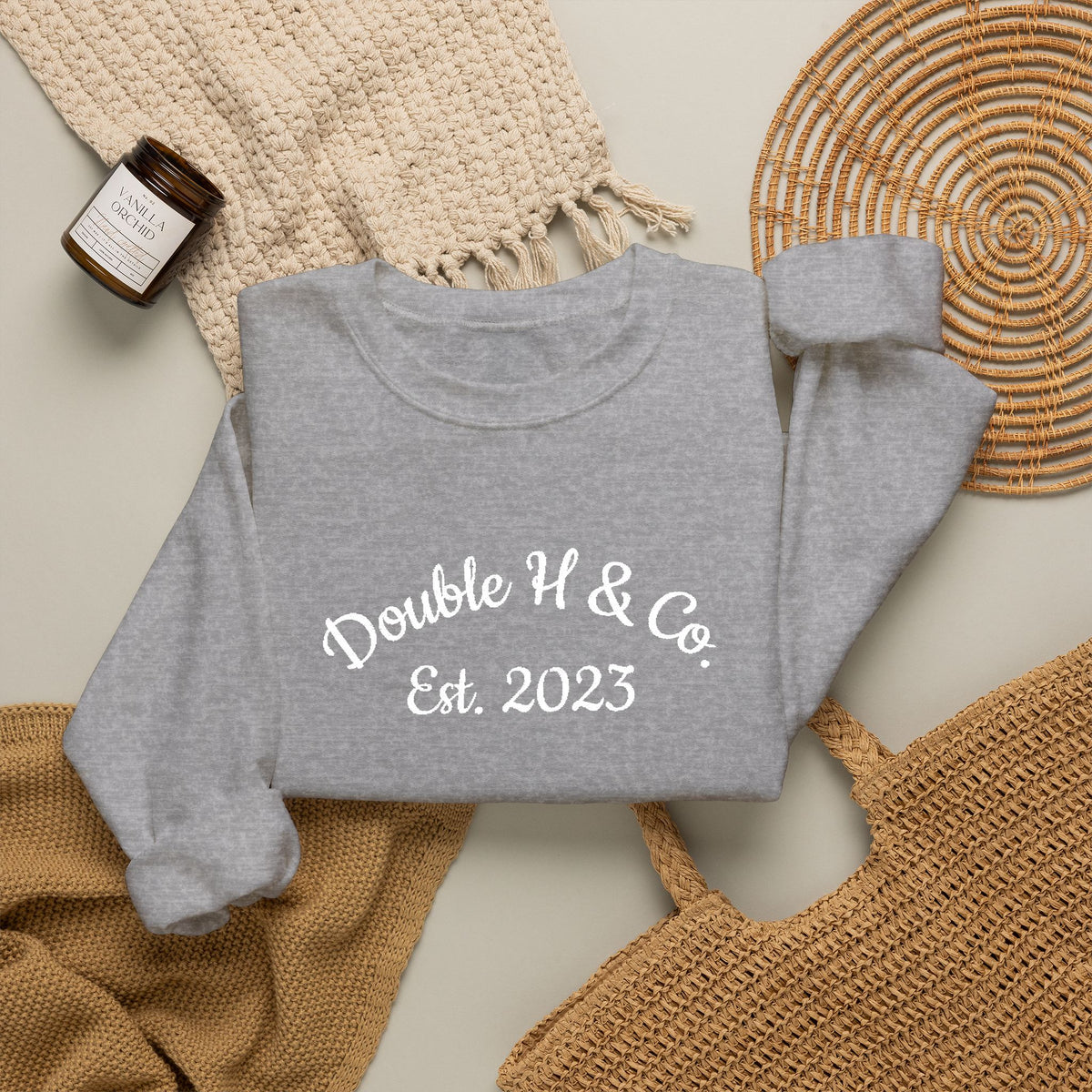 Double H & Co. Embroidered Crewneck - White