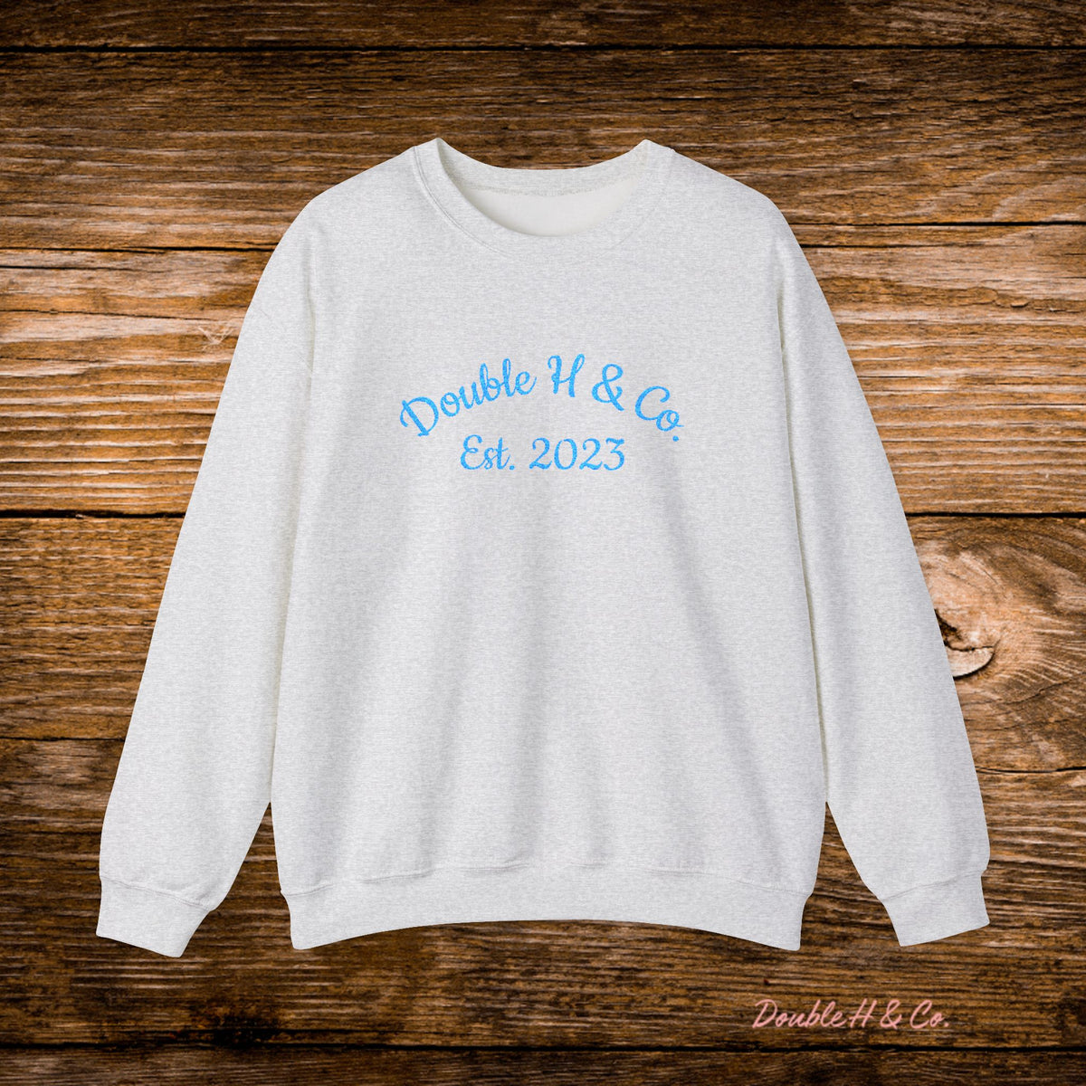 Double H & Co. Embroidered Crewneck - Turquoise