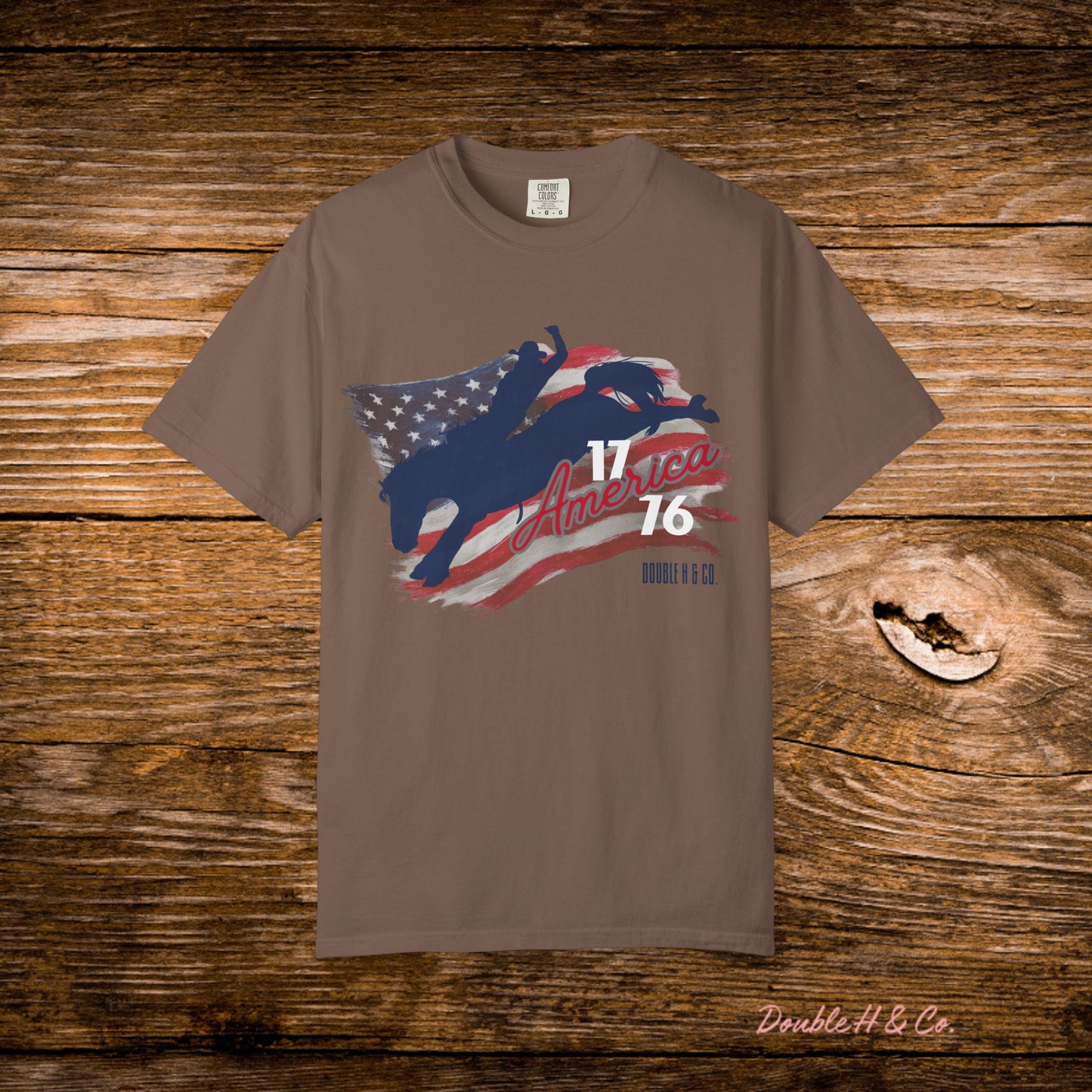 American Flag Bucking Horse Graphic Tee