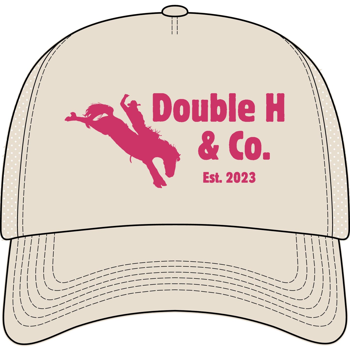 Double H & Co. Trucker Hat — Rodeo Bull Rider Logo Cap (Est. 2023)