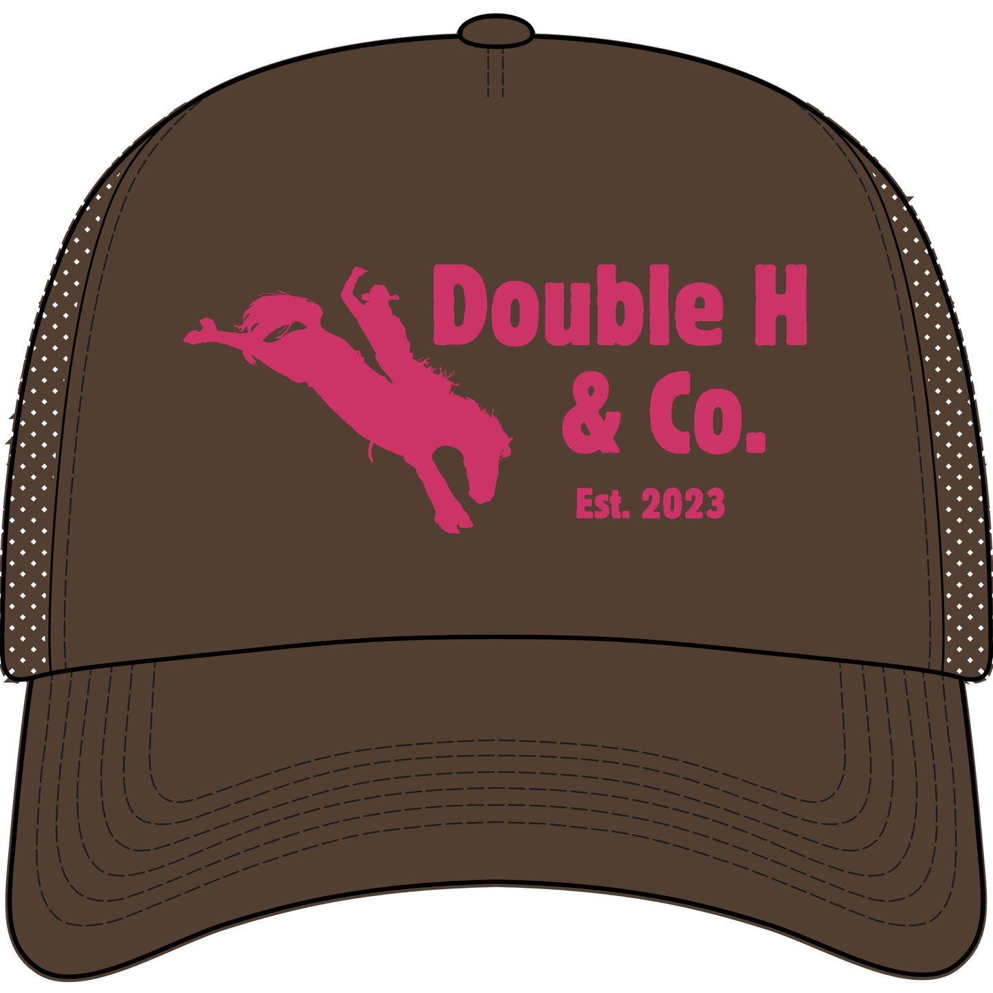 Double H & Co. Trucker Hat — Rodeo Bull Rider Logo Cap (Est. 2023)